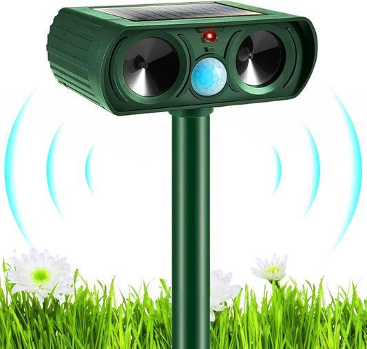 Spaventatore Solare per Gatti, a Ultrasuoni, Impermeabile, Con Sensore Di Movimento PIR, per Giardino, Efficace Contro Gatti, Cani, Martore E Uccelli