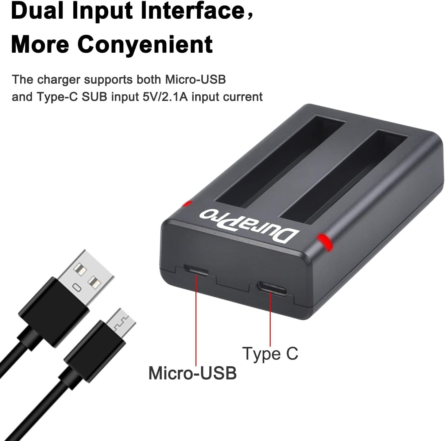 Batteria 2X 1800Mah + caricatore doppio USB con porta di tipo C per fotocamera Insta360 X2
