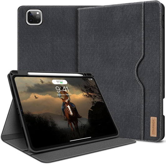 Custodia per Ipad Pro 11 2021/2020/2018 (3A / 2A Generazione) Con Portapenne, Supporto in Pelle, Denim, Supporto Sleep/Wake Automatico, Penna, Ricarica Wireless Custodia  per Ipad Pro 11 "