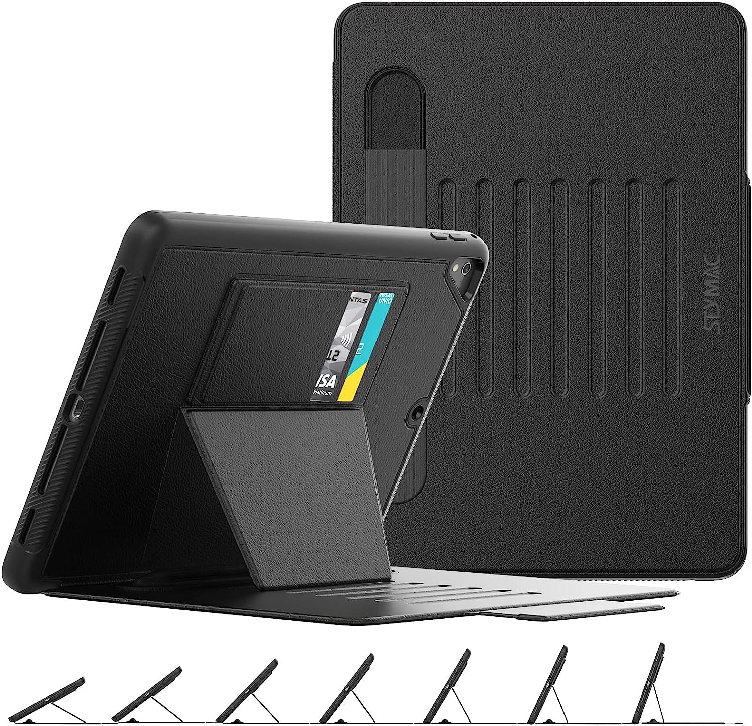 Custodia per Ipad 6A/5A Generazione/Air 2 / Pro 9,7 Pollici, Custodia Antiurto per Ipad 9.7 Con Portamatite [Forte Magnetico] Supporto Multiangolo & Slot per Schede (Nero)