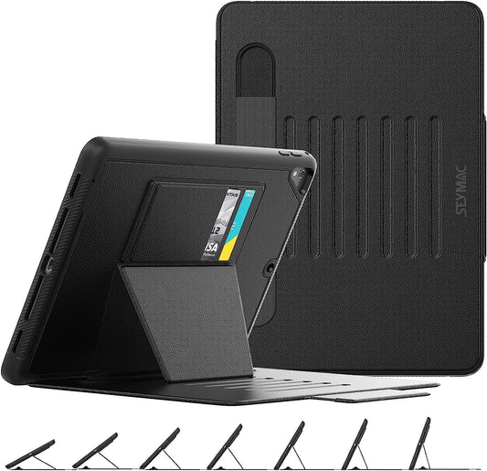 Custodia per Ipad 6A/5A Generazione/Air 2 / Pro 9,7 Pollici, Custodia Antiurto per Ipad 9.7 Con Portamatite [Forte Magnetico] Supporto Multiangolo & Slot per Schede (Nero)