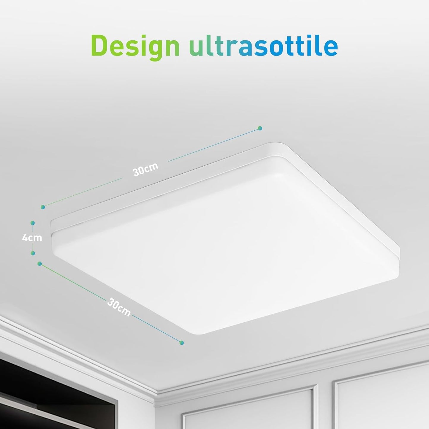 LED Plafoniera 48W Ultra Magro UFO Pannello LED Quadrata Bianco Naturale 4000K 4320LM Lampada Da Soffitto per Soggiorno Camera Da Letto Bagno Cucina Corridoio E Balcone 30 * 30 * 4Cm