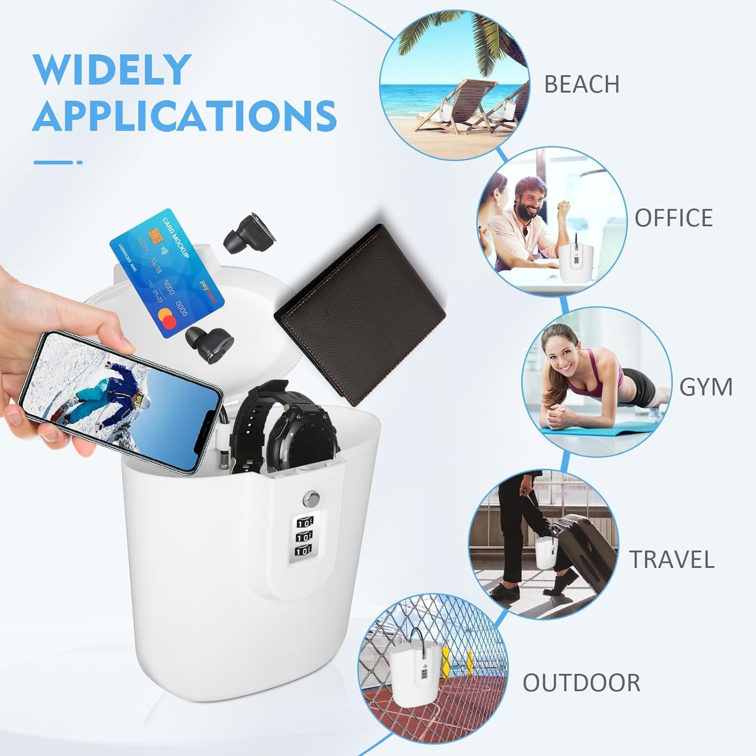 Cassaforte Antifurto Portatile, per Viaggi E Spiaggia, Con Combinazione Numerica, per Mantenere I Vostri Oggetti Di Valore Temporaneamente Sicuri (Bianco)