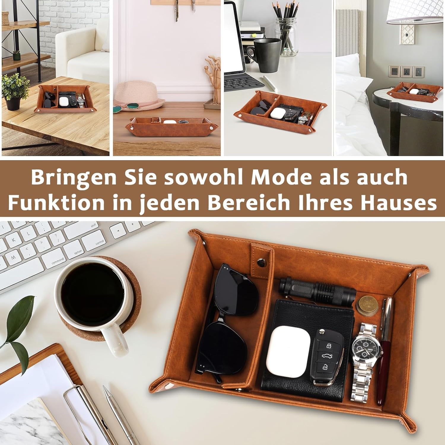 Ich Liebe Dich Partner Regali Für Männer Freund Luhn Weihnachten, Leder Desktop Organizer Organizer Vassoio Vassoio per Marito, Regalo Di Gnomo, Gioielli Chiave Svuotata