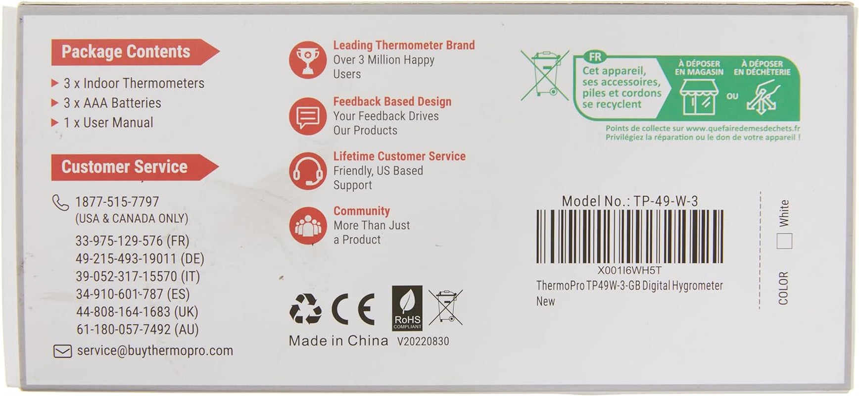 TP49-3 Piccolo Igrometro Digitale Termometro Interno Termometro Dell'Atmosfera Monitor Di Temperatura E Umidometro per Il Comfort Home Office Termometro Di Rettile, 3 Pezzi