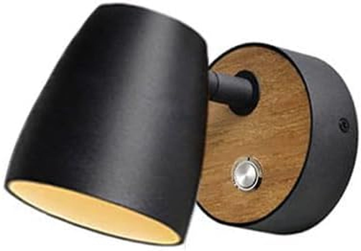 Lampada Da Parete Con Interruttore Nero,Lampada Da Parete in Legno Industriale, Paralume in Alluminio Ruotabile,Lampada Da Parete Moderna Interni per Camera Da Letto,Soggiorno,Corridoio,E27 1Pack