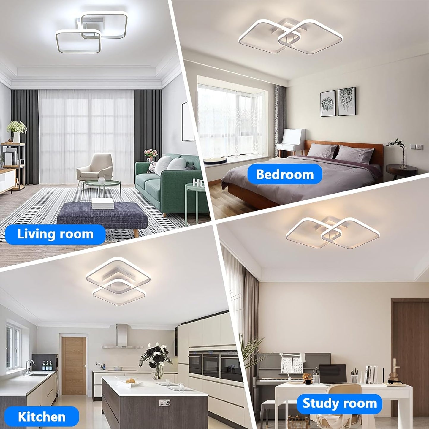 Plafoniera LED Soffitto Dimmerabile, 50W 5625LM Lampadario LED Soffitto Con Telecomando 3000K-6500K, Quadrata Plafoniere Camera Da Letto Moderna per Cucina Soggiorno Corridoio, 59CM