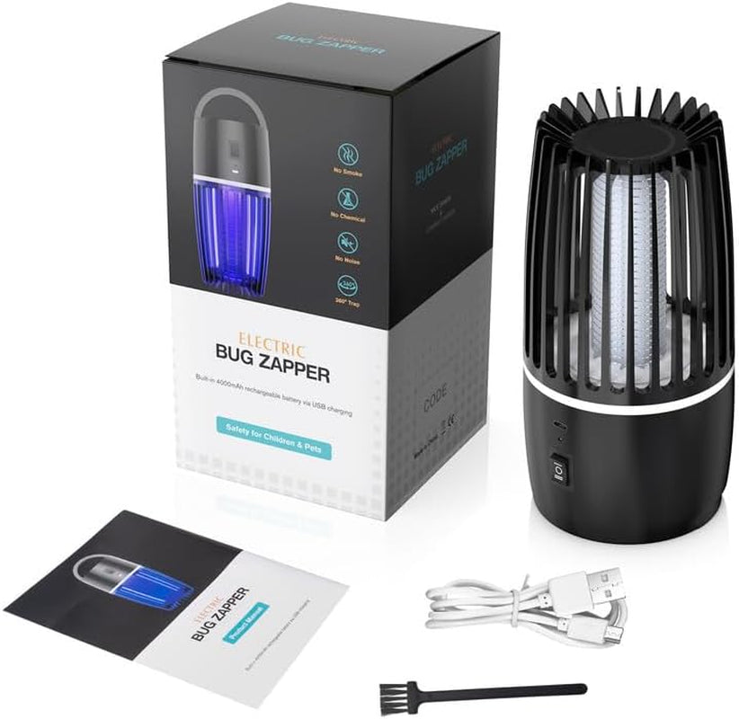 Lampada anti Zanzara, Lampada Elettrica anti Insetti 4000Mah Ricaricabile USB Trappola per Mosca Insetti 360 ° UV Elettrico anti Zanzara Luce Notturna Indoor Esterno Luce Notturna Potente Attraente