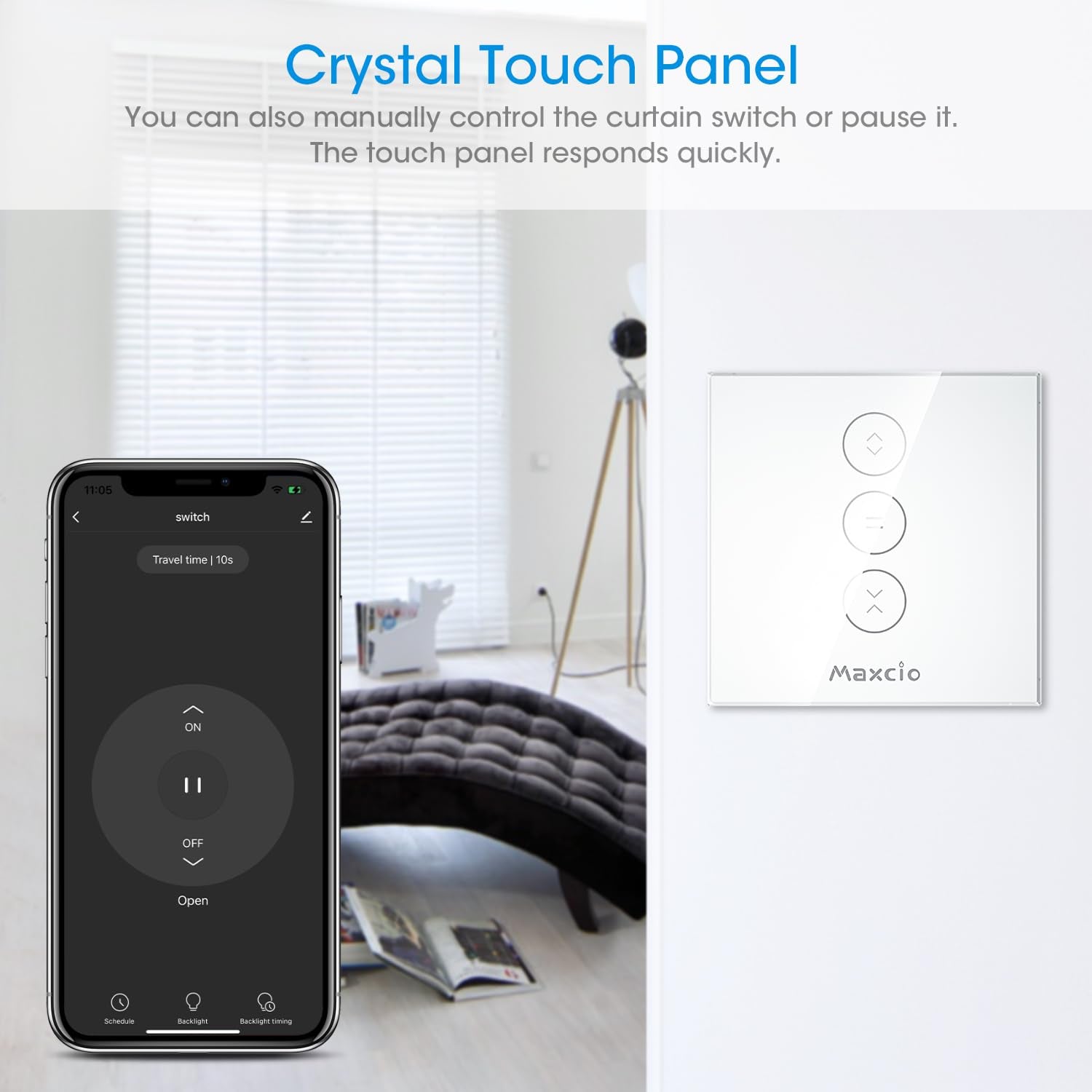 Interruttore per Tapparelle Wlan – Intelligente Controllo per Tapparelle Compatibile Con Alexa, Google Assistant, Siri – Timer per Persiane, Tapparelle, Tenda, Tenda