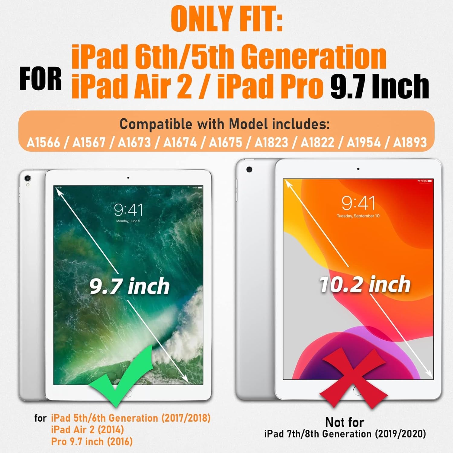 Custodia per Ipad 6A/5A Generazione/Air 2 / Pro 9,7 Pollici, Custodia Antiurto per Ipad 9.7 Con Portamatite [Forte Magnetico] Supporto Multiangolo & Slot per Schede (Nero)