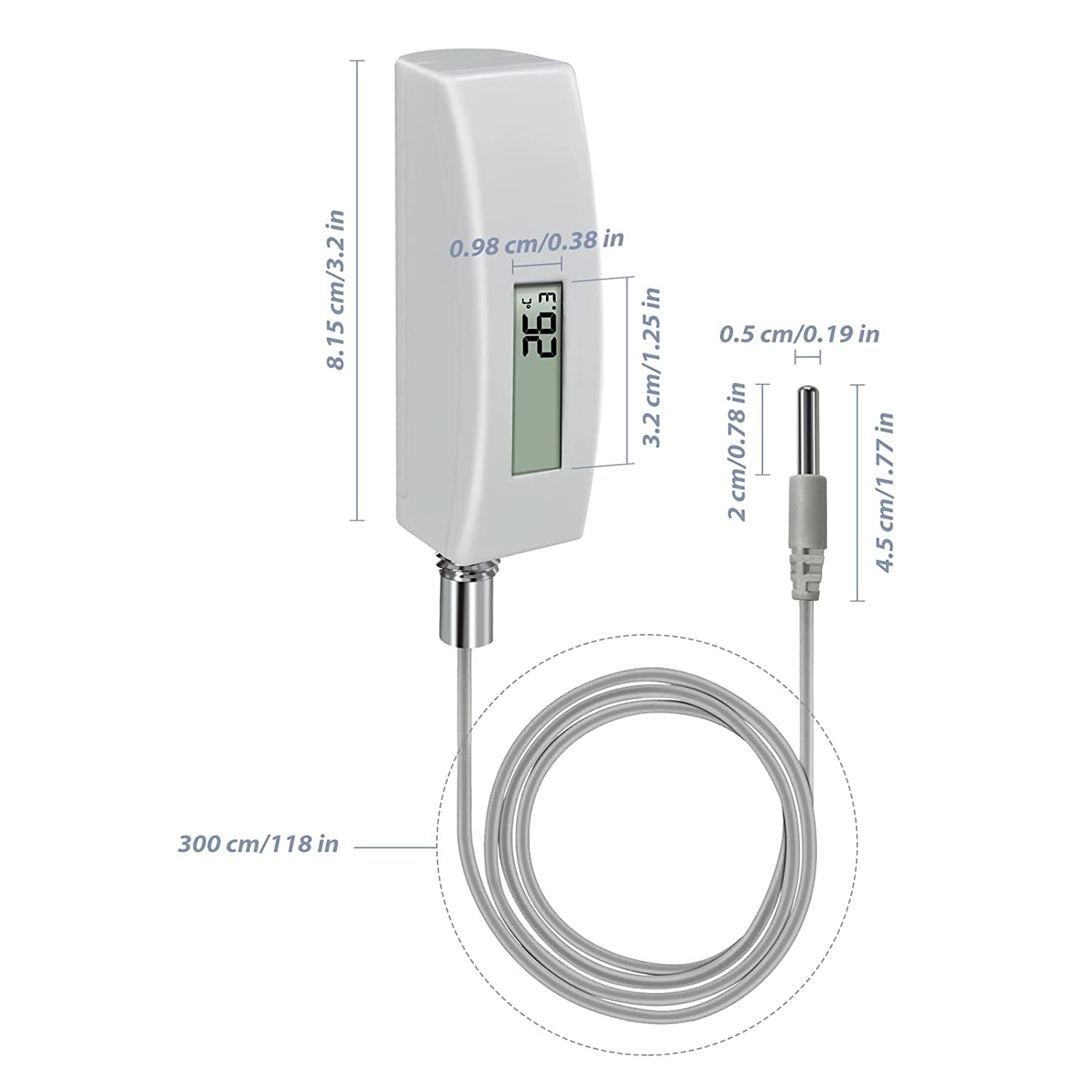 Termometro per Piscina, Sensore Di Temperatura Dell'Acqua Digitale Impermeabile Con Display LCD, Sensore Da 10 Piedi per Piscina, Vasca Idromassaggio, Spa, Acqua Del Bagno, Laghetto WN34