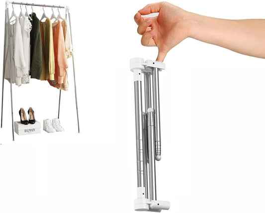 Appendiabiti Portatile, Pieghevole, Con Asta Appendiabiti Allungabile, Pieghevole, Leggero, per Danza, Viaggi, Campeggio, Biancheria, Piccolo + 3 Grucce Salvaspazio