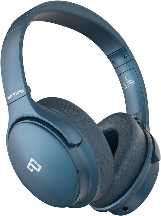 INFURTURE Cuffie con cancellazione del rumore Bluetooth 5.0, Cuffie over-ear wireless, Bassi profondi stereo Hi-Fi, Cancellazione del rumore, Ricarica rapida 40 ore di riproduzione per TV, viaggi, ufficio a casa