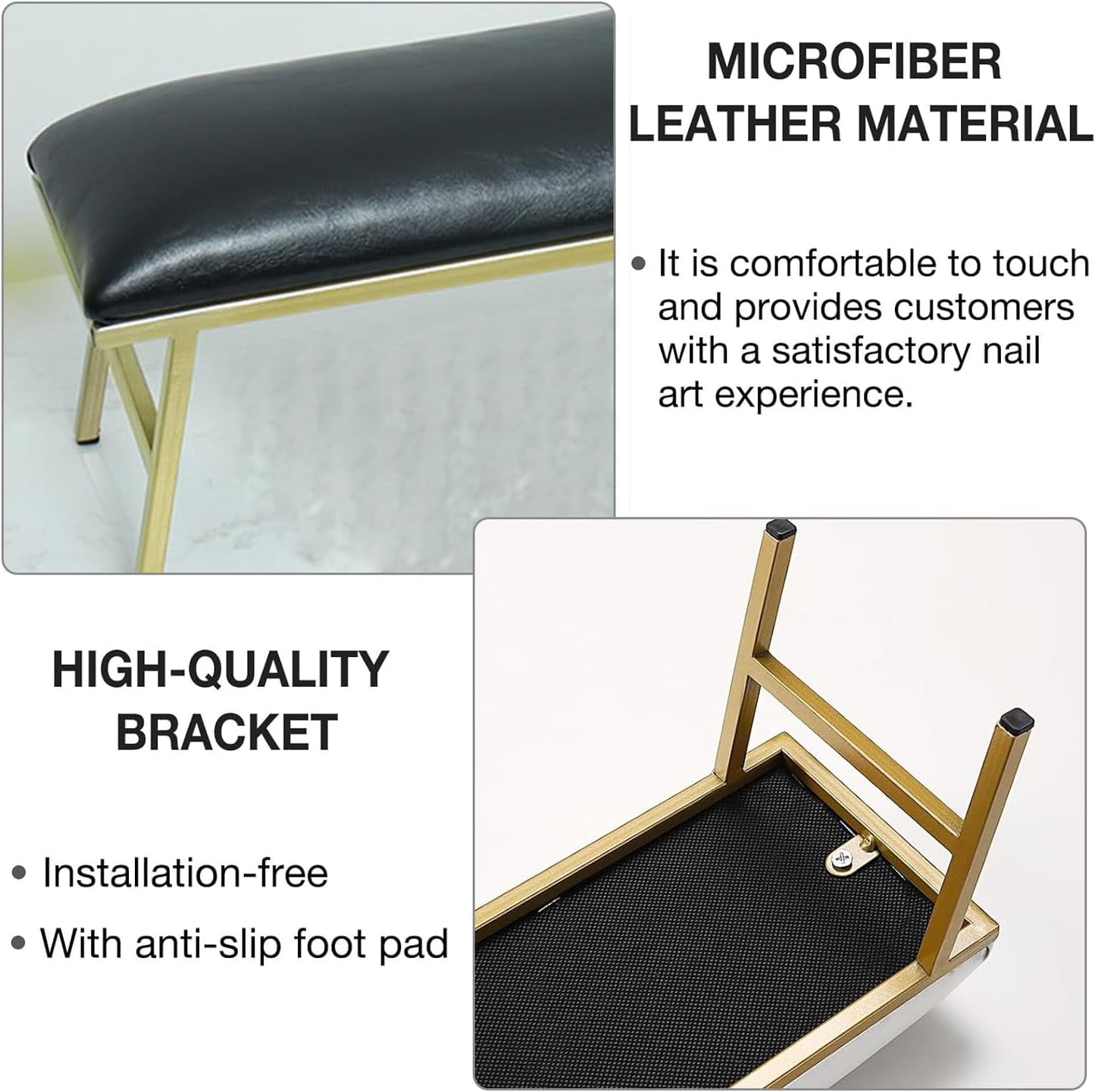 Cuscino per Unghie, Antiscivolo, in Pelle PU, per Unghie, per Saloni Di Bellezza E Manicure, Colore Nero