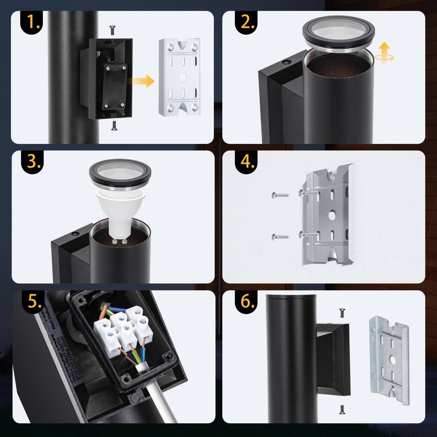 Applique LED Da Parete Esterno,Lampada Da Parete Alluminio Gu10,Impermeabile IP65 Luce Esterno Da Parete, per Patii,Giardini,Corridoi,Balconi,Vialetti,Lampadina Non Inclusa(2 Pacchi)