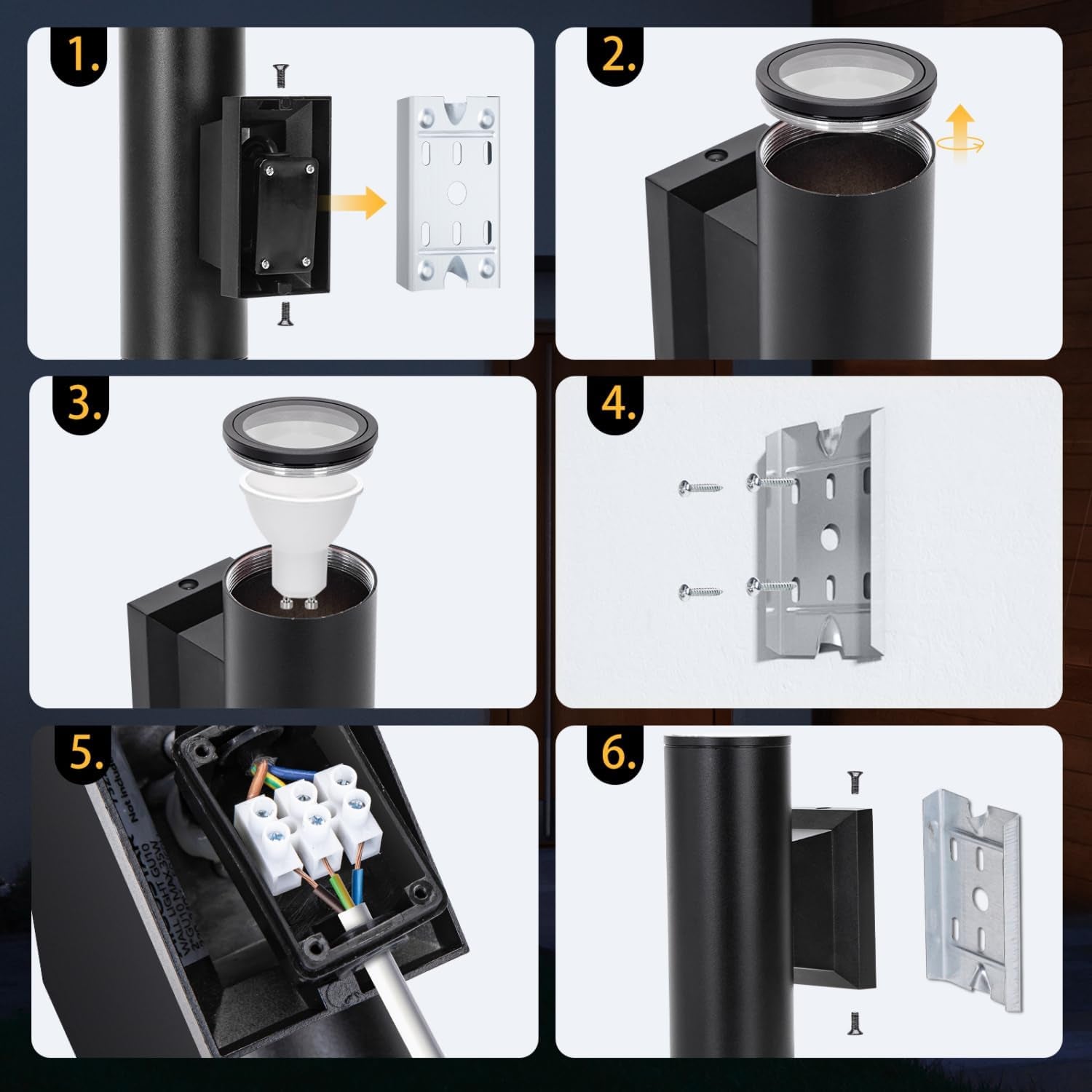 Applique LED Da Parete Esterno,Lampada Da Parete Alluminio Gu10,Impermeabile IP65 Luce Esterno Da Parete, per Patii,Giardini,Corridoi,Balconi,Vialetti,Lampadina Non Inclusa(2 Pacchi)