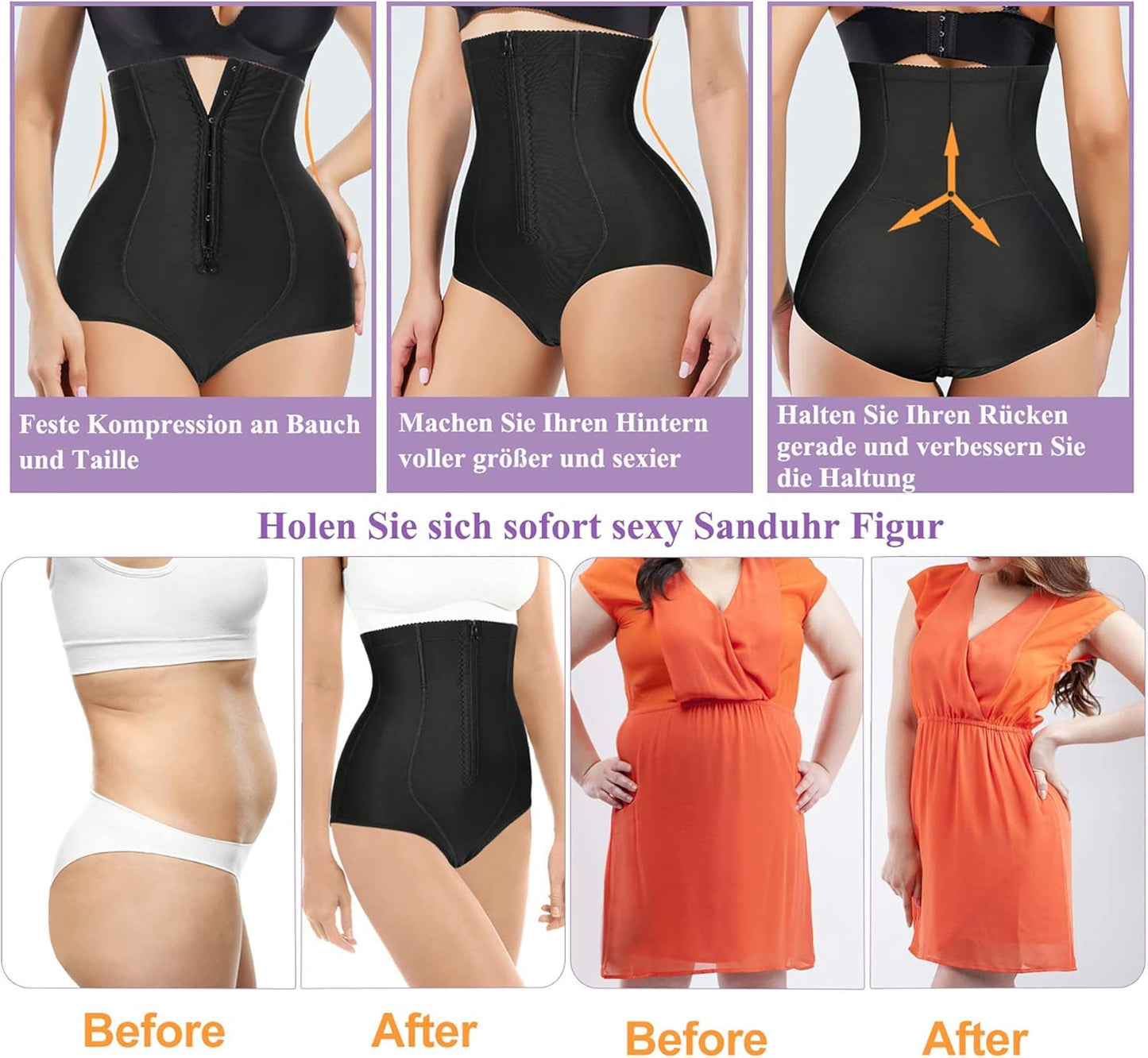 Mutandine Shapewear per Donna Butt Lifter Mutandine per Vita Trainer Body Shaper Hi-Waist Tummy Control Slim Smooth Panty