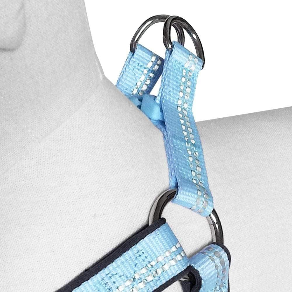 New 3M Reflective Step-In Pastel Baby Blue Neoprene Paddd Dog Harness, Small