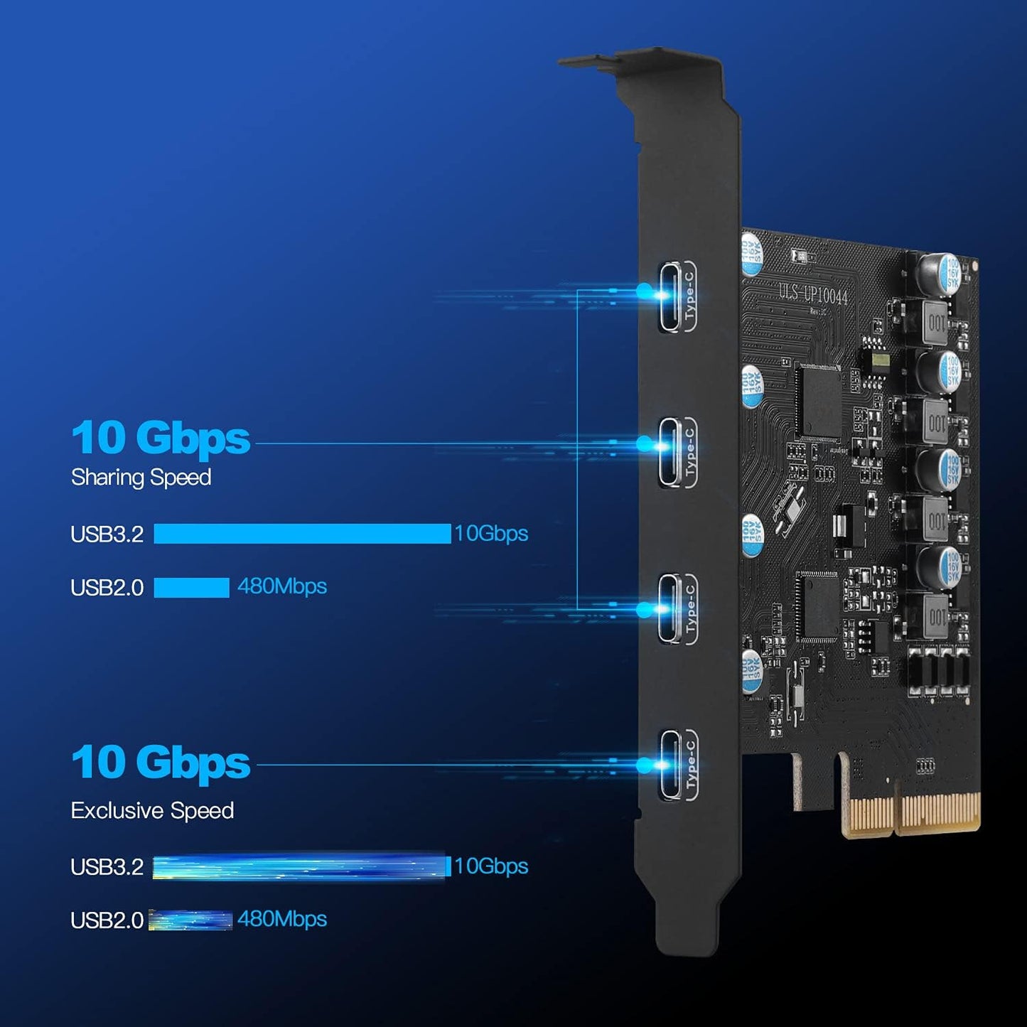 Pcie Gen3 X2 USB 3.2/3.1 Scheda ASM3142 - PCI Express a 4 Porte Di Tipo C HUB Scheda Di Espansione Interna Scheda PCI Express Supporto PC Desktop PC Supporto Più Ins