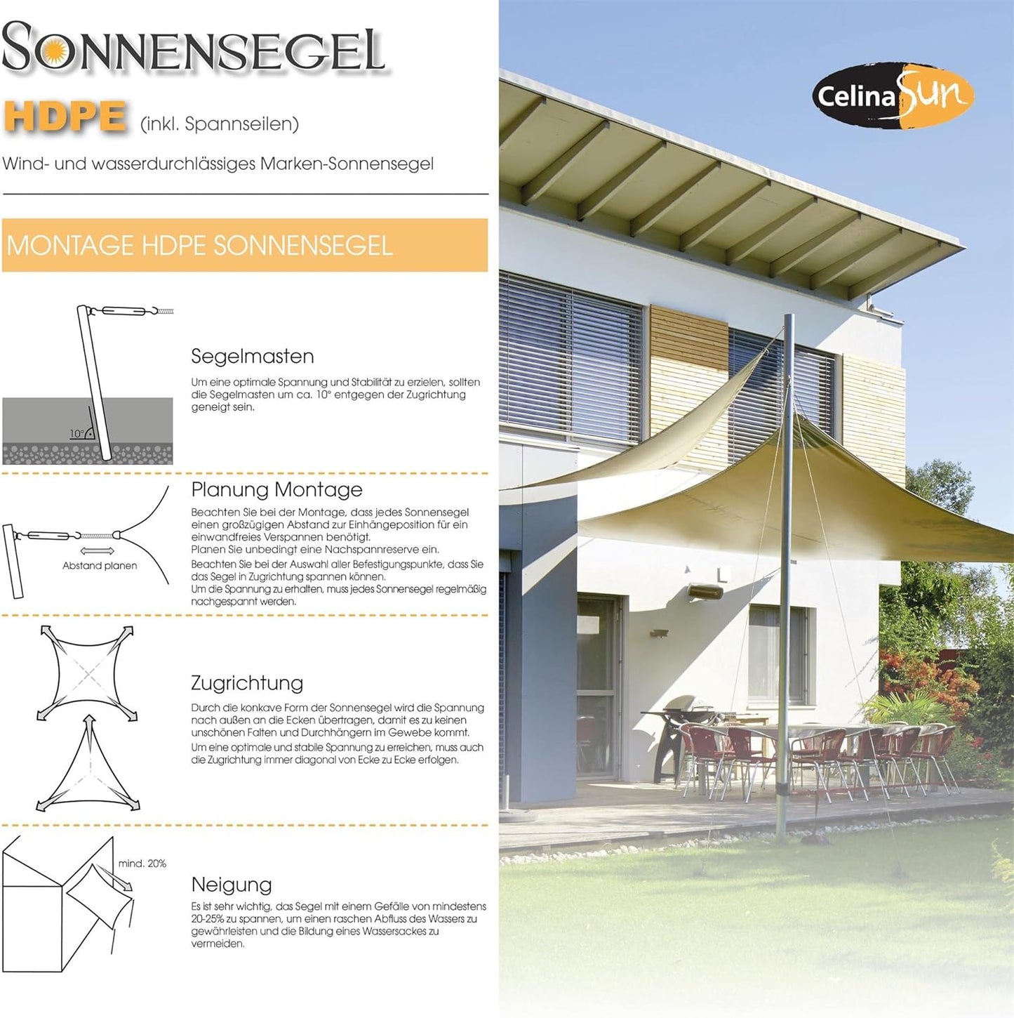 Tenda Parasole a Vela Giardino Balcone HDPE Polietilene Traspirante Triangolo 4 X 4 X 5,65 M Grigio Chiaro
