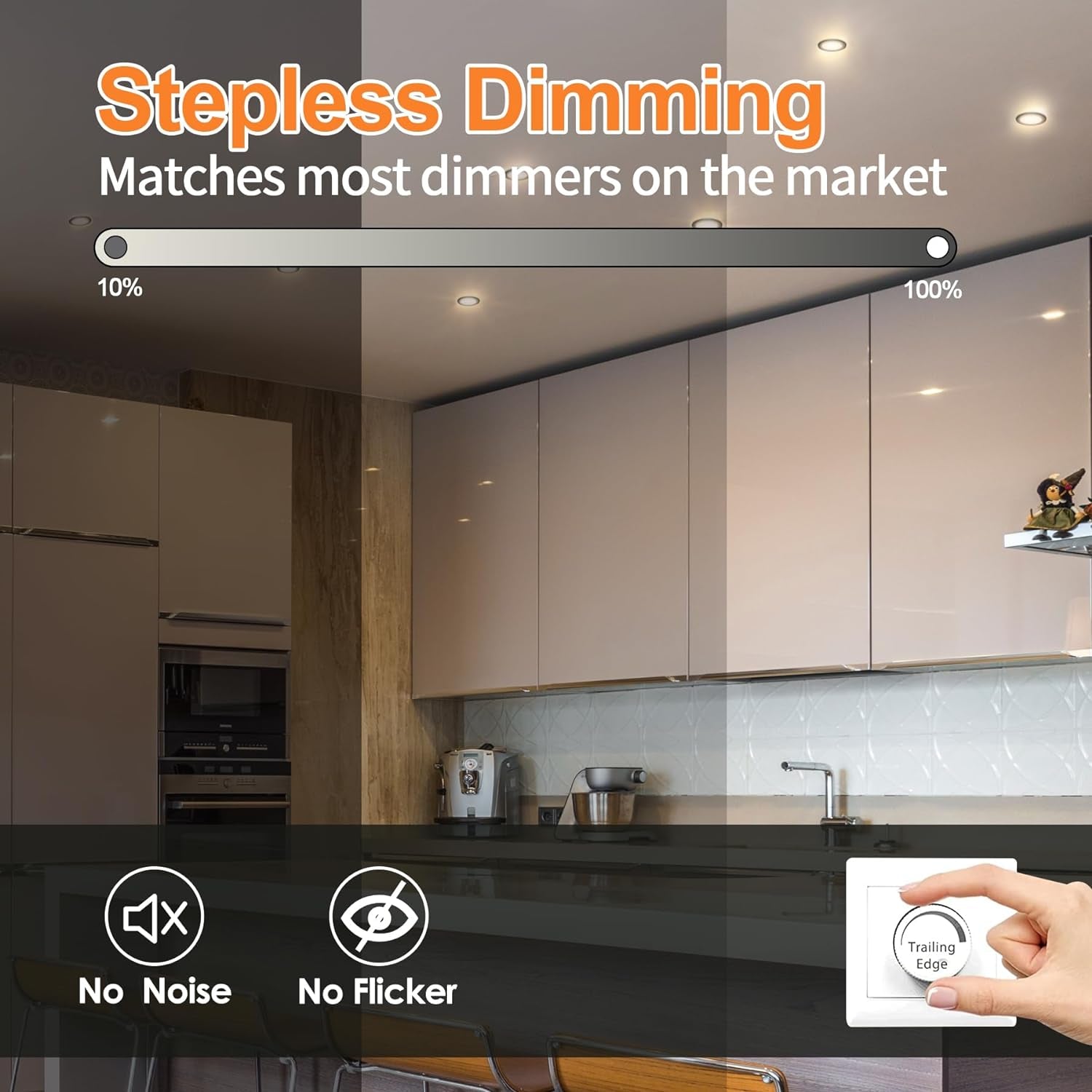 Faretto Da Incasso Nero, Dimmerabile, Ultra Piatto, 230 V, 5 W, IP44, per Bagno, Cucina, Soggiorno, Set Da 10 Pezzi
