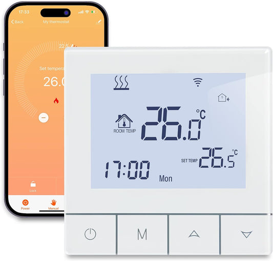 Tuya Termostato Wifi per Riscaldamento Dell'Acqua,Smart Termostato Ambiente Programmabile LCD Touchscreen Controllo Vocale per Riscaldamento a Pavimento Compatibile Con Alexa,Google 3A TDS75-WIFI-WP
