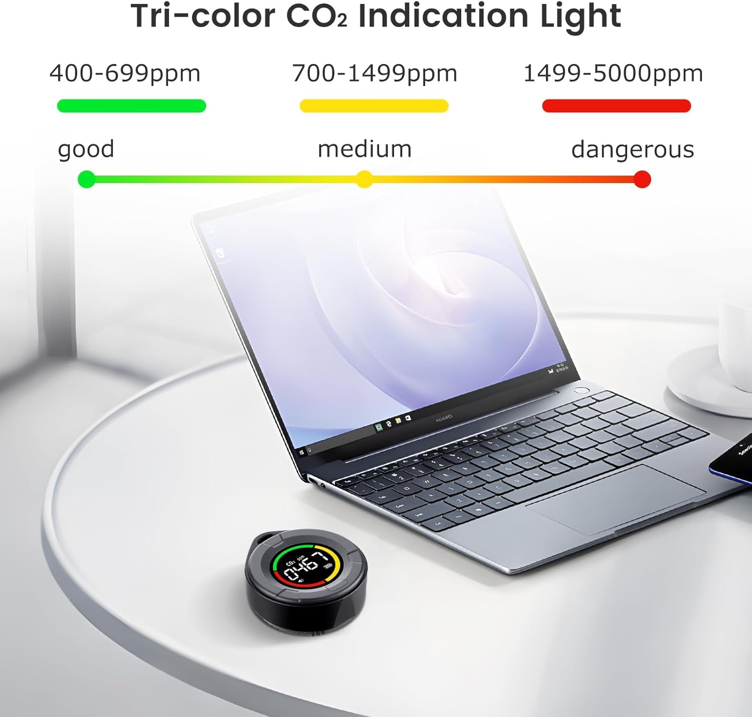 Rilevatore Di CO2 Portatile,Co2 Monitor Mini È per Monitoraggio Della Qualità Dell'Aria Interna,Ndir Sensore,Rilevatore Di Anidride Carbonica,Misuratore CO2 Con Funzione Di Allarme.