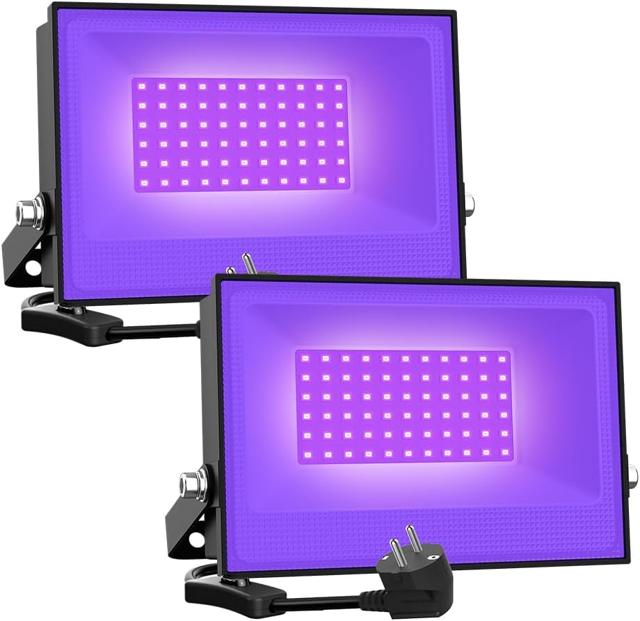 30W Faretto UV LED, Faro UV LED Con Spina, Fari UV LED IP66 Impermeabile, Faretto Luce Nera, Black Light Decorare per Acquario, Festa, Pittura Fluorescente, Poster Fluorescente, Bar, Festa