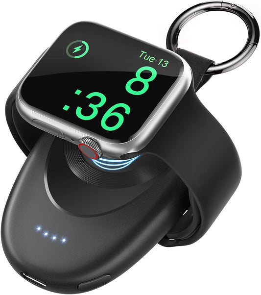 Caricatore Portatile per Apple Watch, Power Bank Da 1400Mah per Iwatch, Caricabatterie Wireless Magnetico per Apple Watch 8 7 6 5 4 3 2 1 SE Ultra - Nero