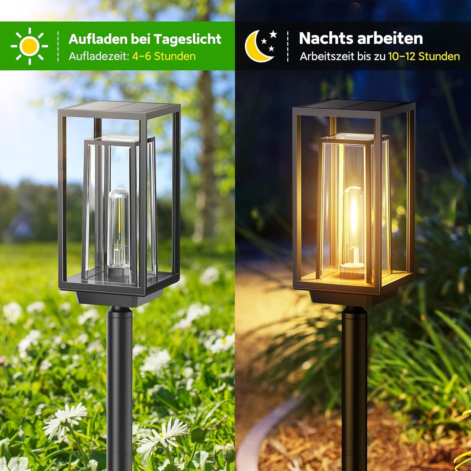 Lampade Solari per Esterni Da Giardino, Confezione Da 2 Lampade Solari Moderne Da Giardino Con Tempo Di Lavoro Più Lungo, Estremamente Luminose, IP65, Impermeabile, Decorazione Solare Da