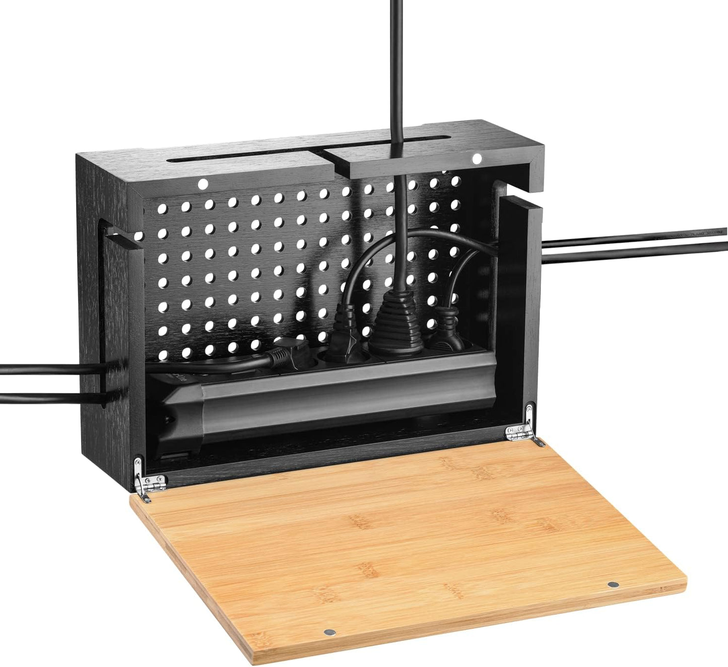 Scatola per La Gestione Dei Cavi Con Coperchio in Bambù – per Organizzare E per Nascondere Cavi E Ciabattine