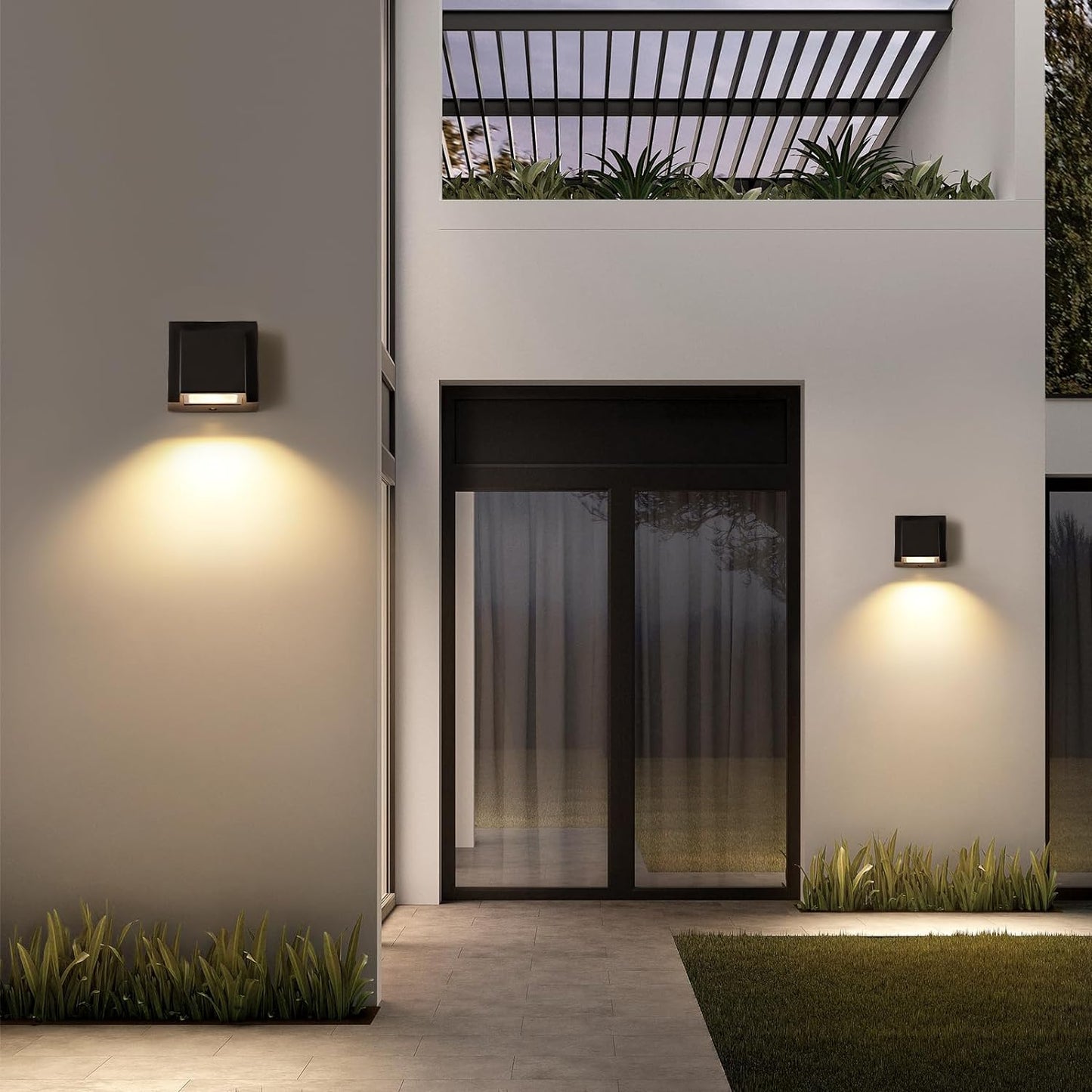 2 Pezzi Applique LED Da Parete Esterno, Nero Lampada Da Parete Interno/Esterno, Applique Da Parete LED Cubo IP65 Impermeabile per Giardino, Garage, Patio, Stanza, Bianco Caldo 3500K