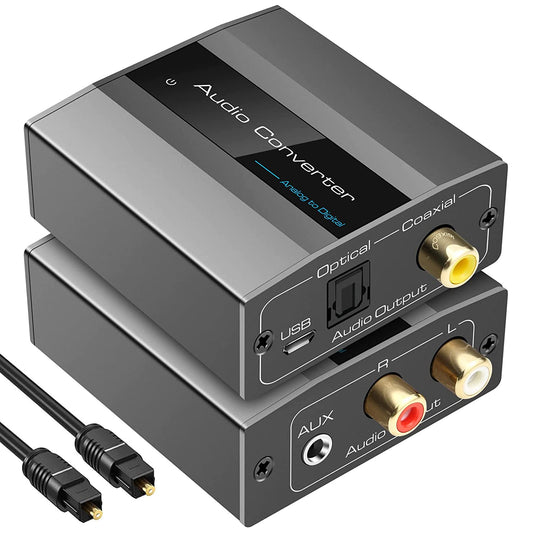 Convertitore Analogico Digitale Convertitore Audio Da RCA L/R E 3,5 Mm Jack a Coaxial Toslink Con Cavo Toslink E Cavo Di Alimentazione per PS4 Xbox 360 HDTV Blue Ray Sky HD DVD