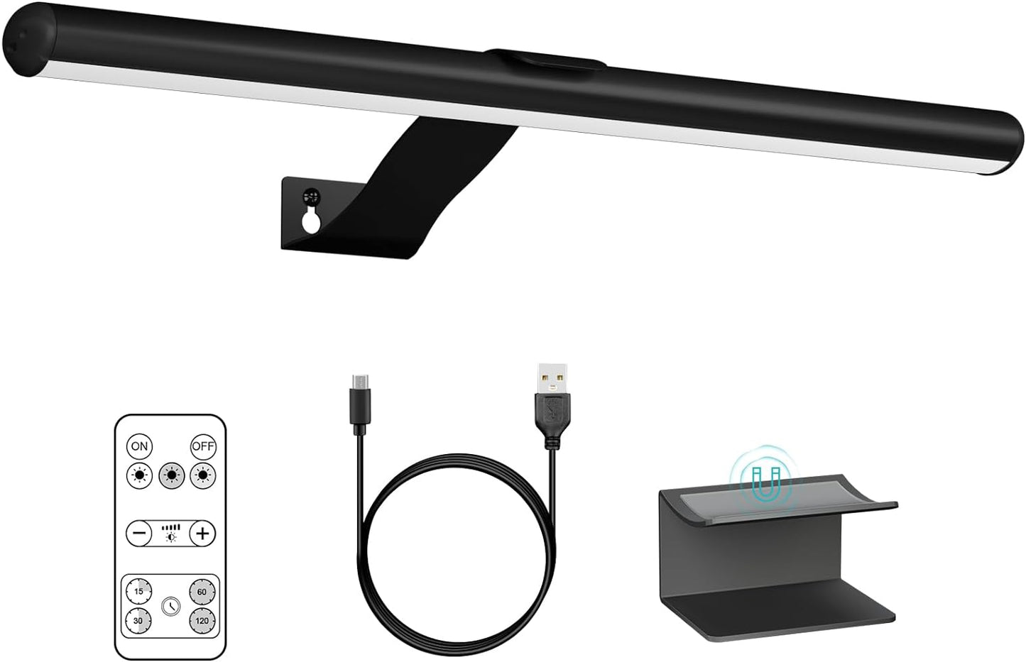 Lampada per Quadri Wireless Ricaricabile, 2 in 1 Luce per Pittura Con Telecomando, 300LM Batteria Luci Da Esposizione Dimmer, 3 Modalità Luce Da Parete Magnetica per Opere Darte (Black-40Cm)