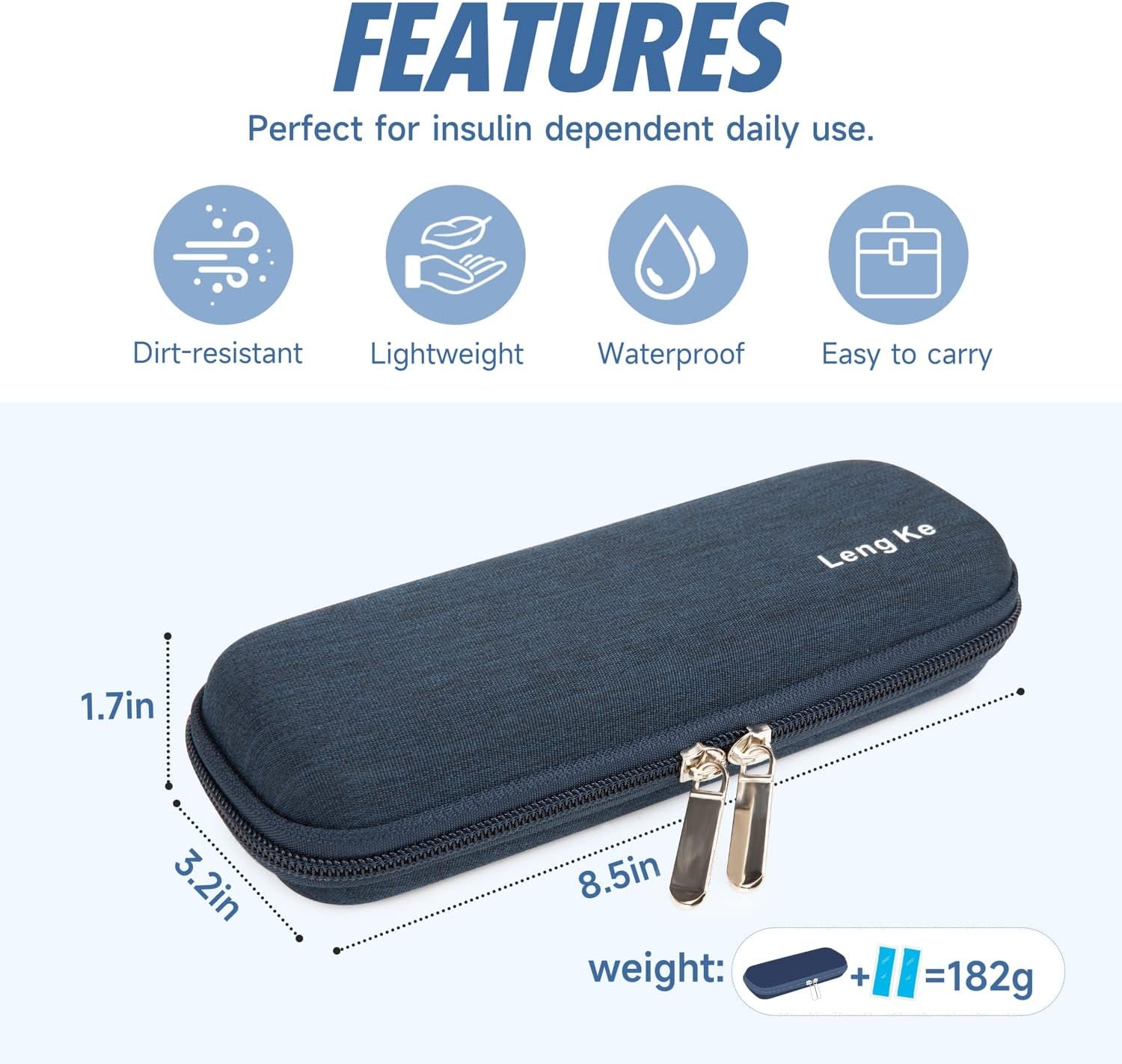 YOUSHARES Borsa termica per insulina per farmaci per il diabete - Pratica borsa da viaggio per penna per insulina, siringhe e accessori (blu navy)