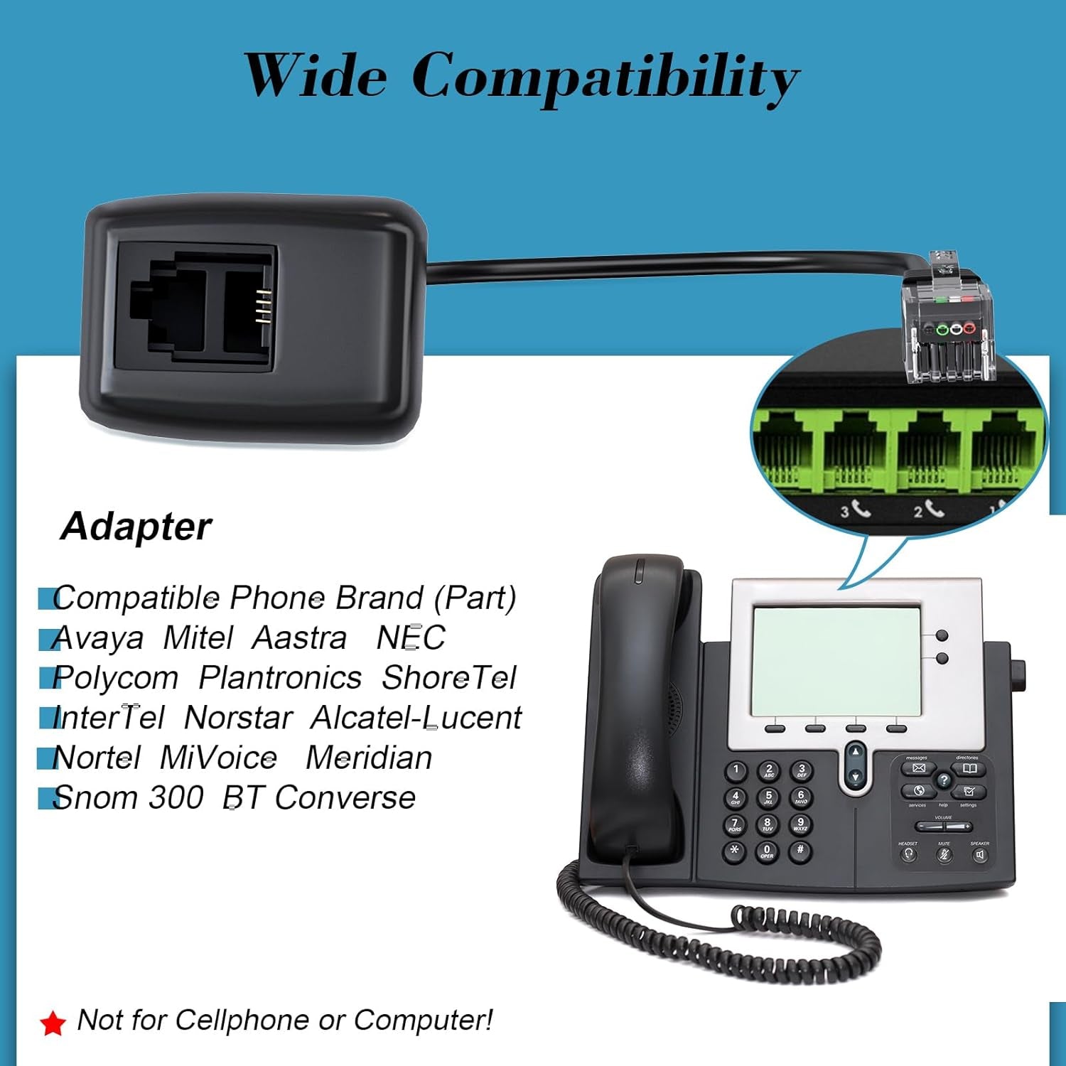 Cuffie RJ9 Regolabile per Telefono Fisso Call Center Regolare Con 4-Pin RJ9 Della Spina E Microfono