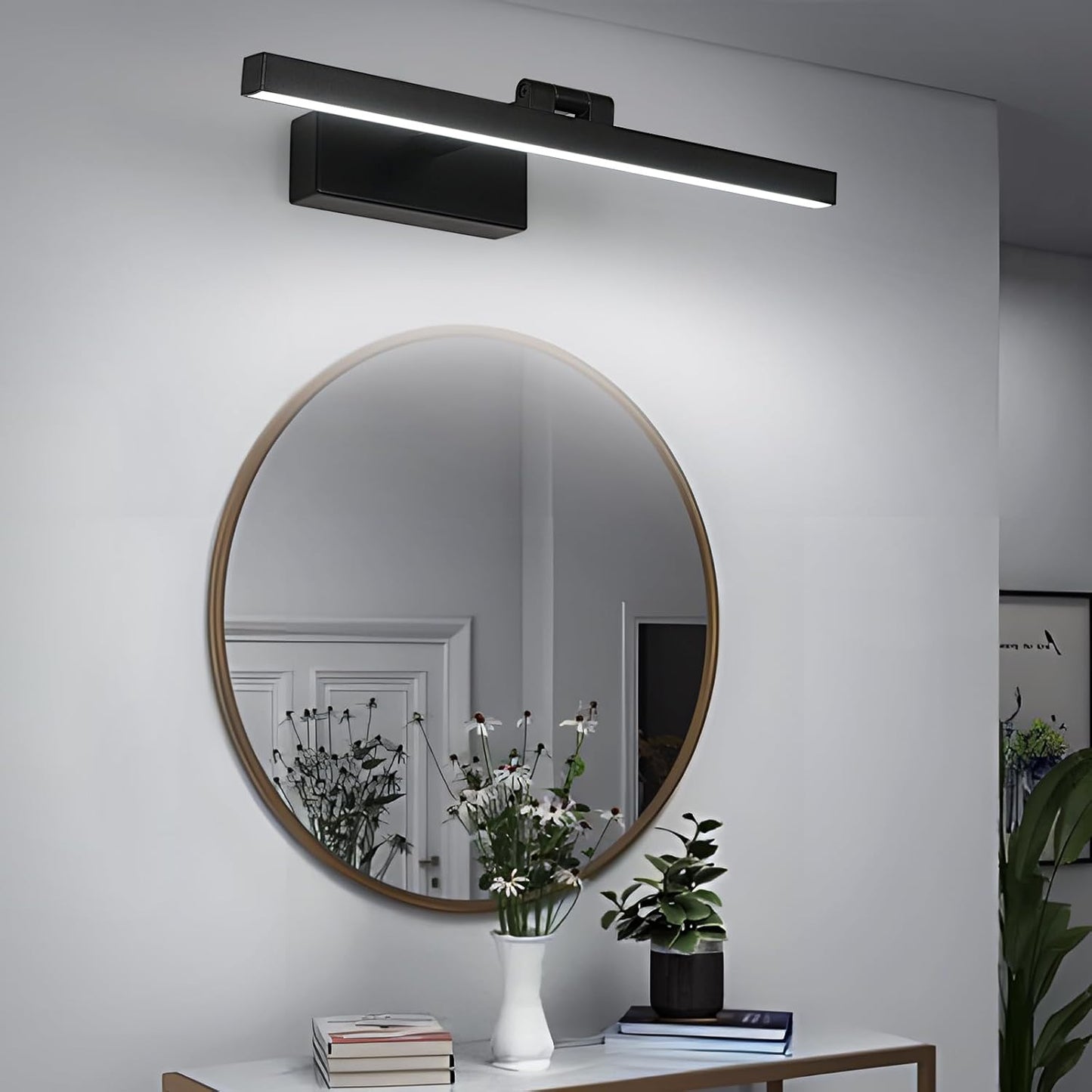 LED Lampada Da Specchio Bagno 9W, Luce Specchio Bagno LED Nero Bianco Freddo 6500K, 1100LM Specchio Armadio Lampada Da Bagno, Luci Da Specchio 40 Cm per Trucco O Illuminazione Armadio