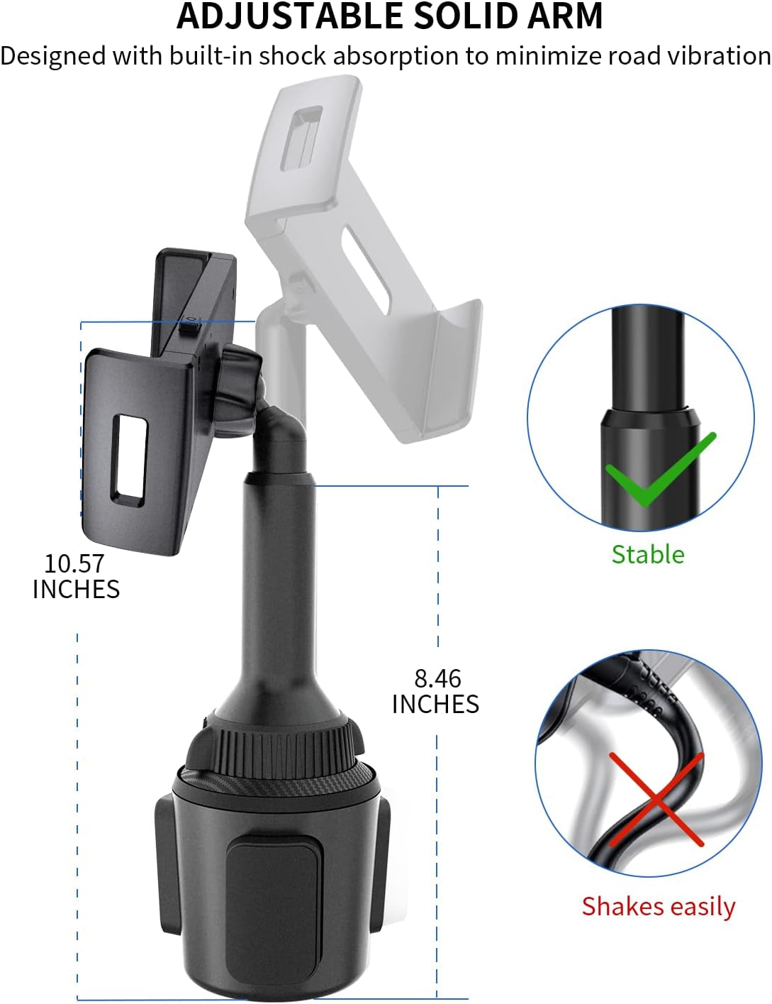 Supporto Tablet Auto Portabicchieri, Supporto per Portabicchieri Dell'Auto Compatibile Con Tablet Da 4,3-11 Pollici, Ipad Mini/Air/Pro, Iphone, Tutti Gli Smartphone