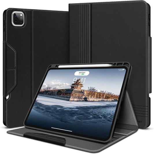 HOLIMET Custodia per Ipad Pro 12.9 2022 6 Generazione, 2022/2021/2020/2018 (6A/5A/4A/3A Gen) Ultra Smart Cover Con Pencil Holder per Pencil 2, Auto Svegliati/Sonno Case per Ipad Pro 12.9 Pollici, Nero