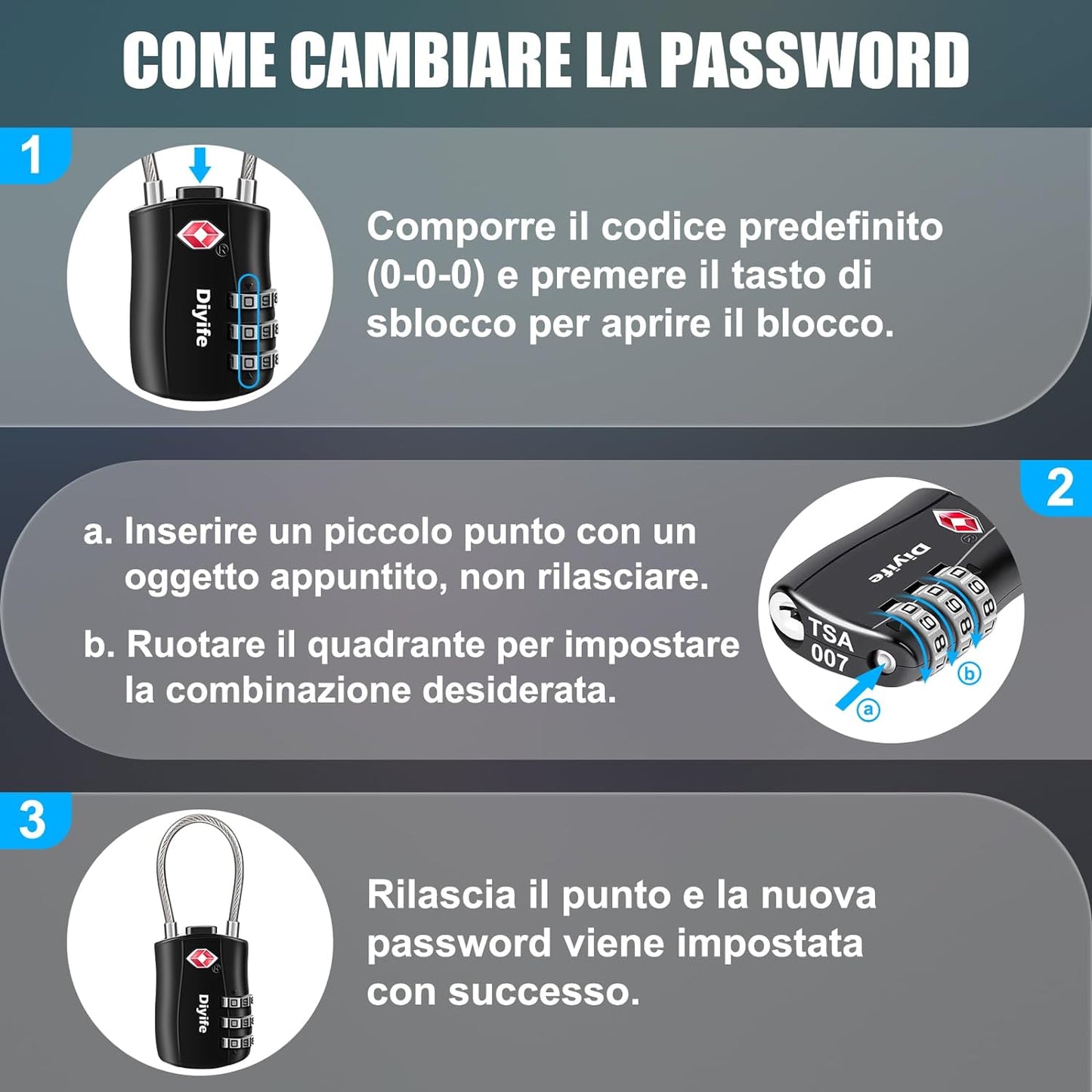 TSA Lucchetti, [Versione Più Recente] [2 Confezioni] Lucchetto Combinazione Lucchetti per Bagagli TSA 3 Cifre Serratura a Codice per Viaggio Custodia E Valigie, Ecc(Nero)