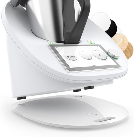 Tavola Scorrevole per Bimby TM6 TM5 in Acrilico, Vassoio Scorrevole per Thermomix, Facile Da Spostare (Bianco)