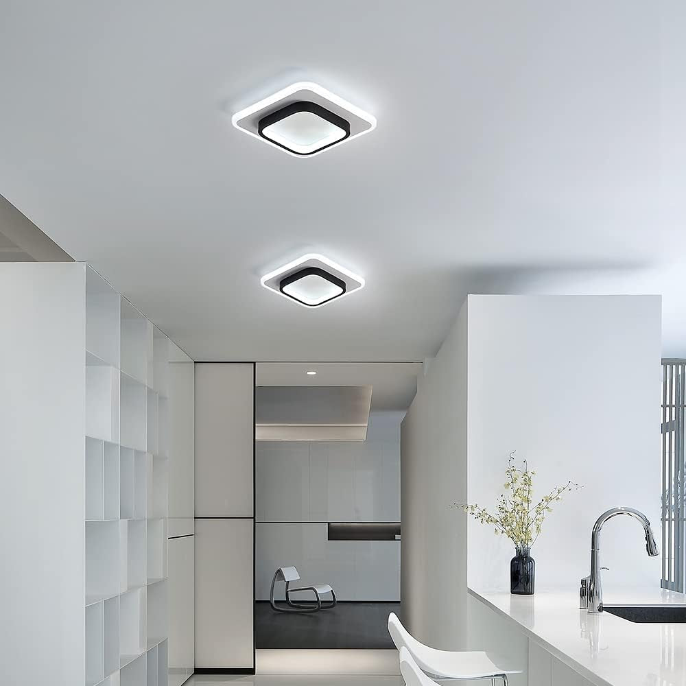 Plafoniera a LED Moderna, 21W 2350LM Creativo Forma Di Quadrata Lampada Da Soffitto, 24 Cm Di Diametro, Lampadario Acrilico per Corridoi Balconi Vani Scale, Luce Bianco Freddo 6500K