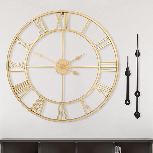 Grande Orologio Da Parete Rotondo in Stile Vintage in Metallo Silenzioso Senza Tick Alimentato a Batteria 40 Cm 47 Cm 60 Cm Orologio Con Numeri Romani Soggiorno Arredamento Camera Da Letto
