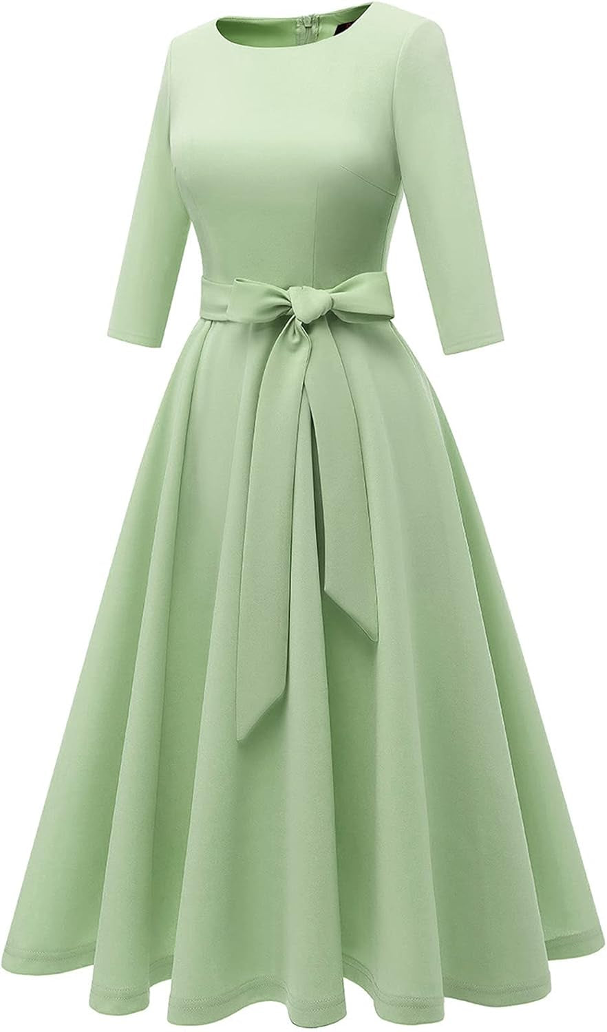 DRESSTELLS Abiti Rockabilly da donna Girocollo con maniche a 3/4 Abito festivo Abito da cocktail midi a trapezio vintage retrò swing