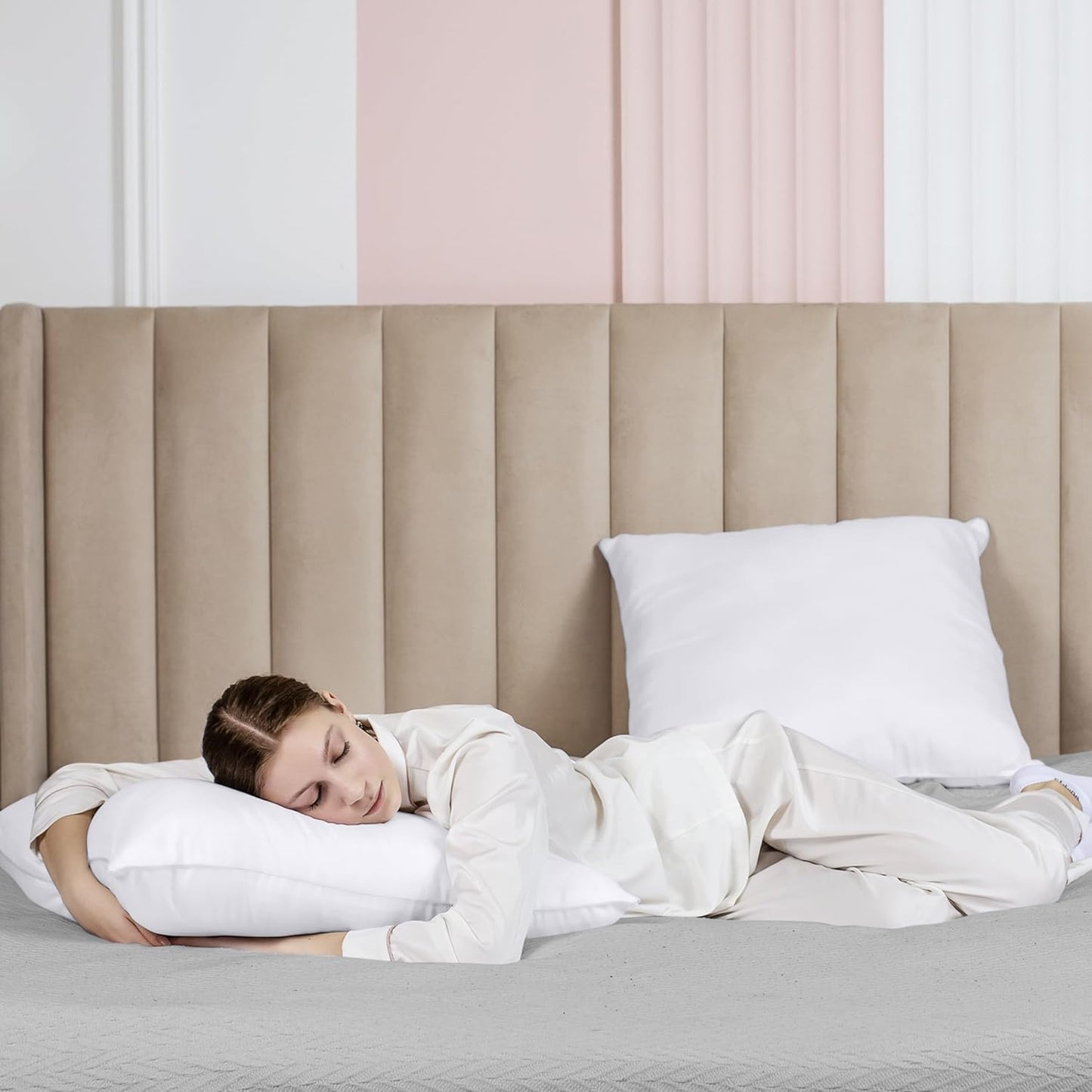 Cuscini, Imbottitura per Cuscini, Tessuto Misto Cotone Cuscini Divano, Cuscino Interno (2, Bianco, 80X80 Cm (Confezione Da 2))