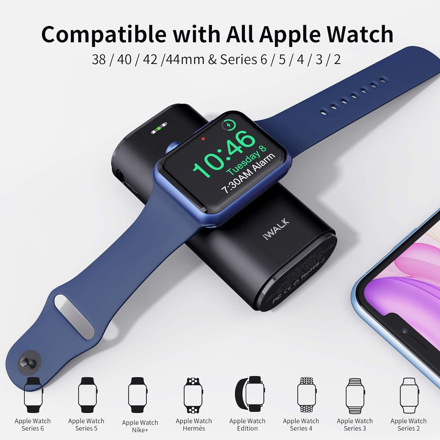 Power Bank Apple Watch 9000Mah, Batteria Esterna per Cellulare Con Cavo Incorporato Compatibile Con Apple Watch Series 8/7/6/Se/5/4/3, Iphone 14/14 Plus/14 Pro/14 Pro Max/13/12/11/Se/Xr/8/7/6S