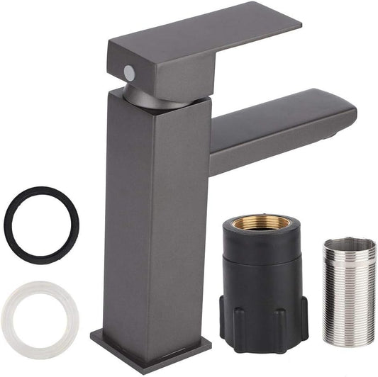 G1/2In Acciaio Inossidabile Satinato Rubinetto Grigio Rubinetto per Lavabo Corto Bagno Lavabo per Lavabo Lavabo Caldo E Freddo Lavabo(#2)