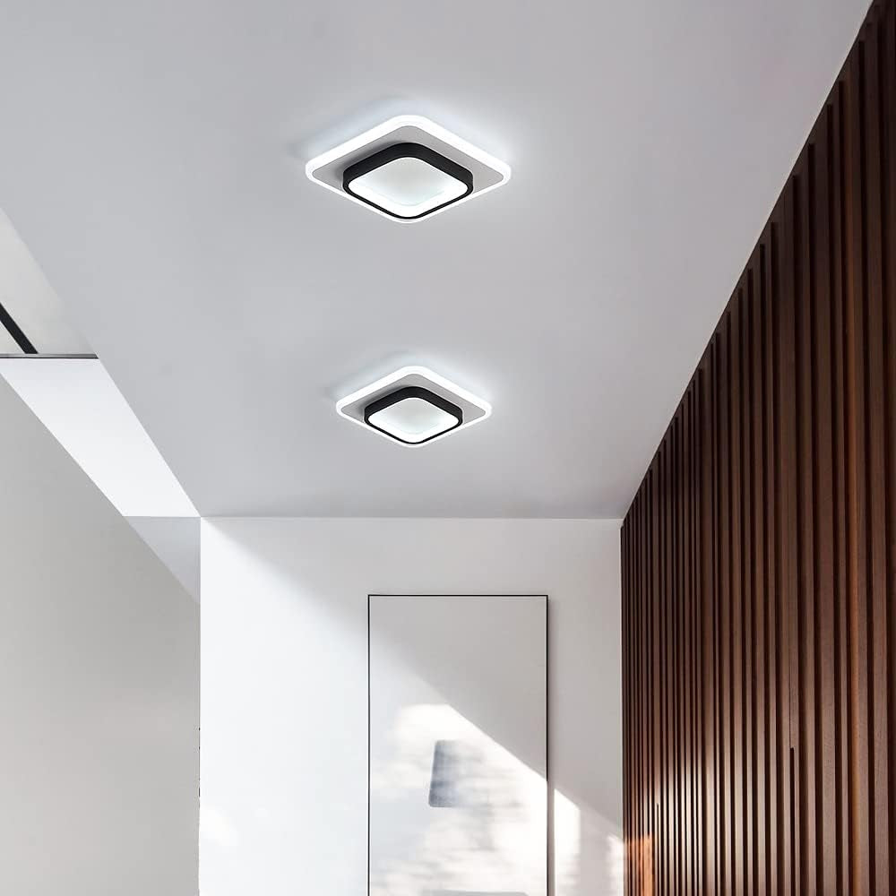 Plafoniera a LED Moderna, 21W 2350LM Creativo Forma Di Quadrata Lampada Da Soffitto, 24 Cm Di Diametro, Lampadario Acrilico per Corridoi Balconi Vani Scale, Luce Bianco Freddo 6500K