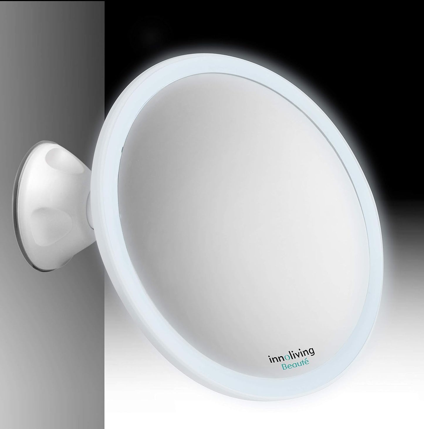 Specchio per Trucco Makeup a Batterie INN-804, Con Ingrandimento 5X E Luce LED, Specchio Cosmetico Orientabile Da 18Cm Con Ventosa Extra Forte, Specchio Antiappannamento