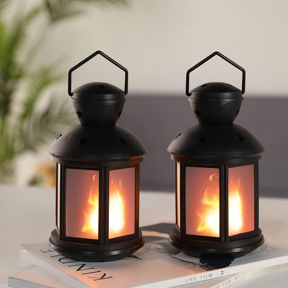 Set Di 2 Lampada a Sospensione Stile Lampade Batteria Da Tavolo in Plastica 20,5 Cm Luci a Lanterna per Soggiorno Balcone Corridoio Interno